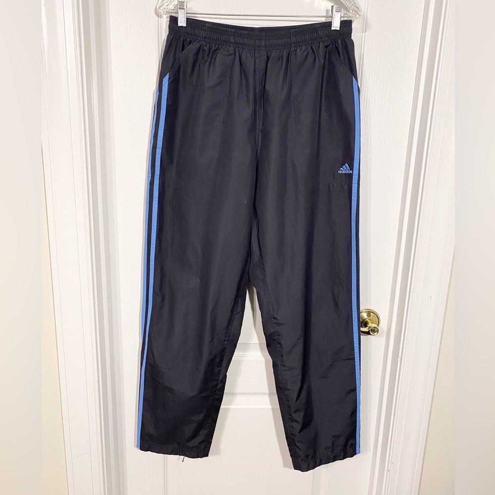 Y2K VTG Adidas 3 Stripe Track Pants Gray Light Blue Men’s Medium